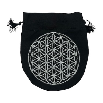 Black Drawstring Pouches with Assorted Wiccan Symbols